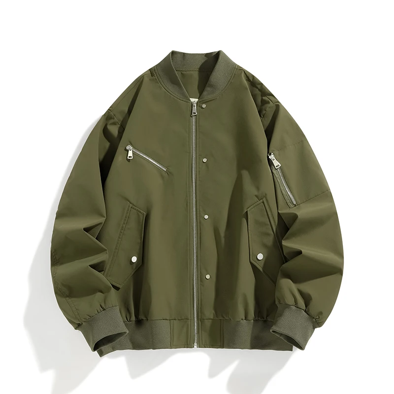 Spring Autumn New Fashion Retro Style Leisure Versatile Coat Simplicity Solid Color Man Tops Baseball Clothes Jacket Man