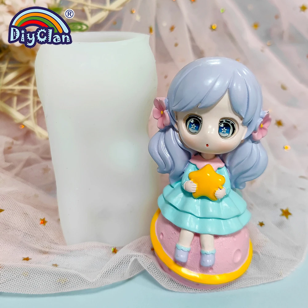 Cute Cartoon Girl Princess Model Silicone Mold Fondant Cake Decorating Tools Chocolate Mousse Dessert Kitchen Baking Cake Tools