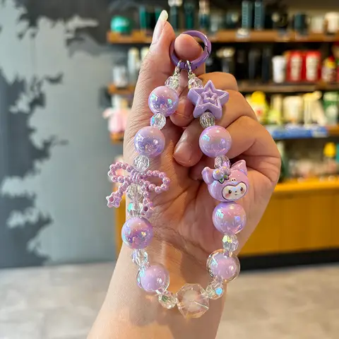 Creative Sanrio Beaded Mobile Phone Chain Kawaii Hello Kitty Bag Pendant, Anime Keychain, Fashion Accessories, Girl Gifts