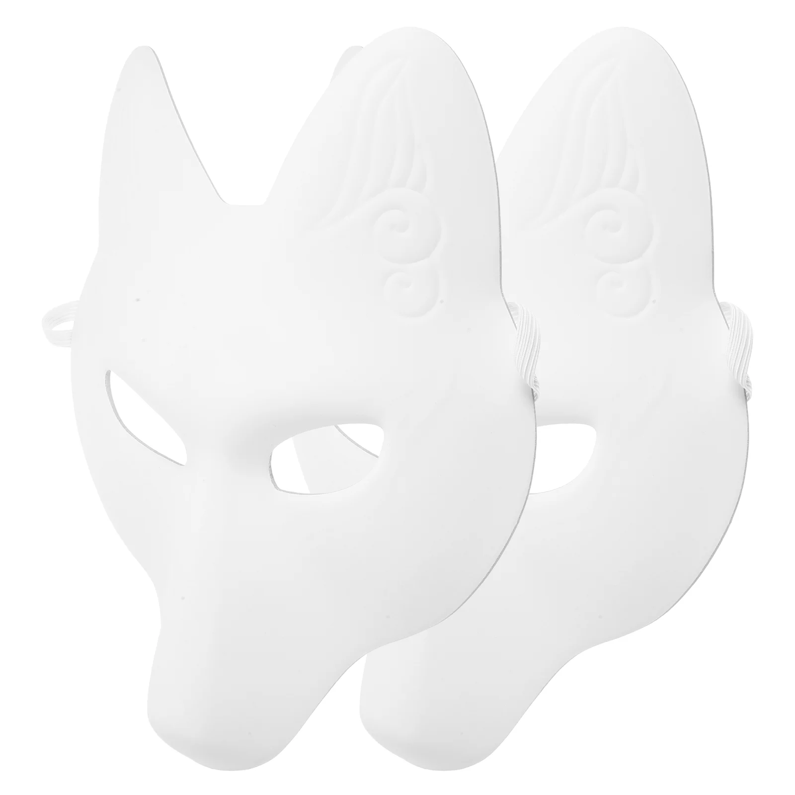 

2 Pcs DIY Fox Mask Halloween Craft Blank Animal Crafts Paper Making Cosplay Unpainted Masquerade for Kids Pu Women