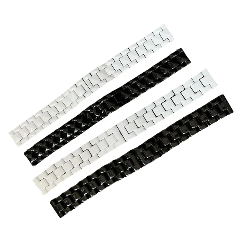 Ceramics Watch Band 16mm/18mm Universal Fit Three Bead Designing Watch Strap for Men and Women Elegant Wrist Accessory