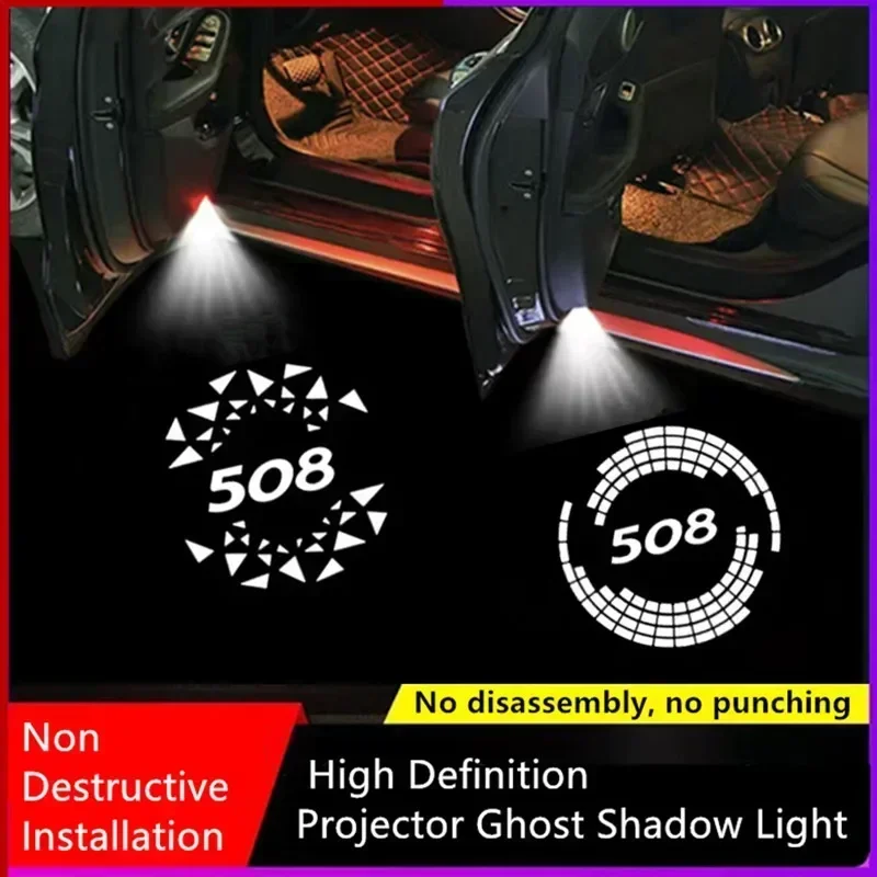 

2Pcs Car Door LED Logo Decorative Lamps Laser Shadow Projector Ghost Courtesy Welcome Light for Peugeot 508 2010-2016 2012 2013