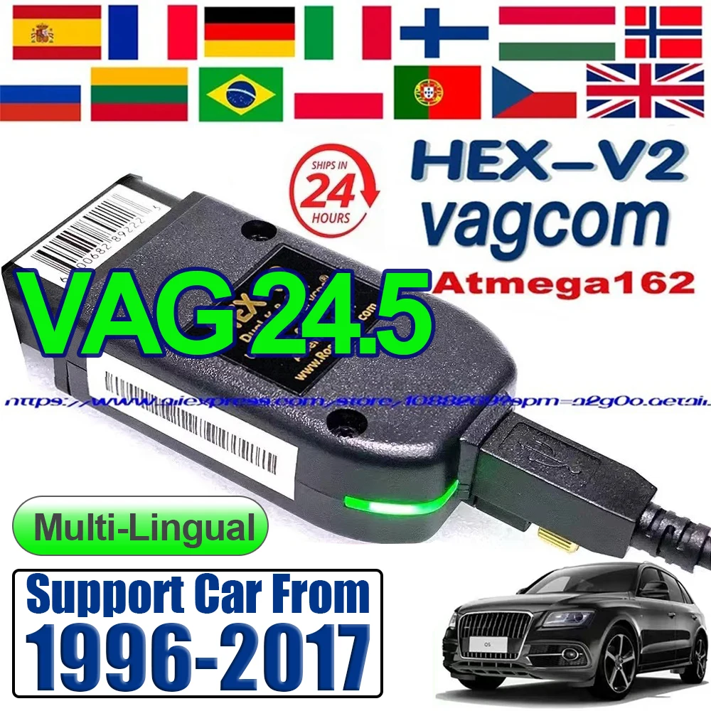 

Newest Car VAGCOM Scanner Tools Update V24.5 HEX V2 VCDS OBD Tool Scan Diagnostic Cable Multilingual Suit FOR VW AUDI Skoda Seat