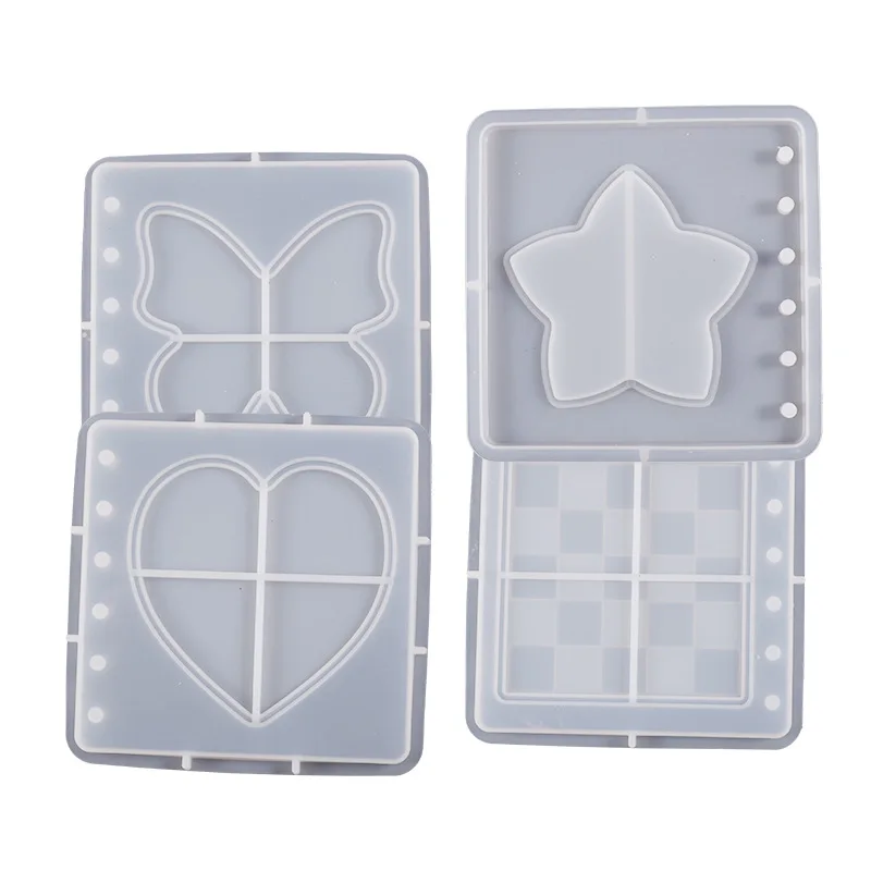 Quicksand Notebook Silicone Casting Molds Butterfly Star Love Checkerboard Notebook Cover Epoxy Resin Mould DIY Crafts Jewelry