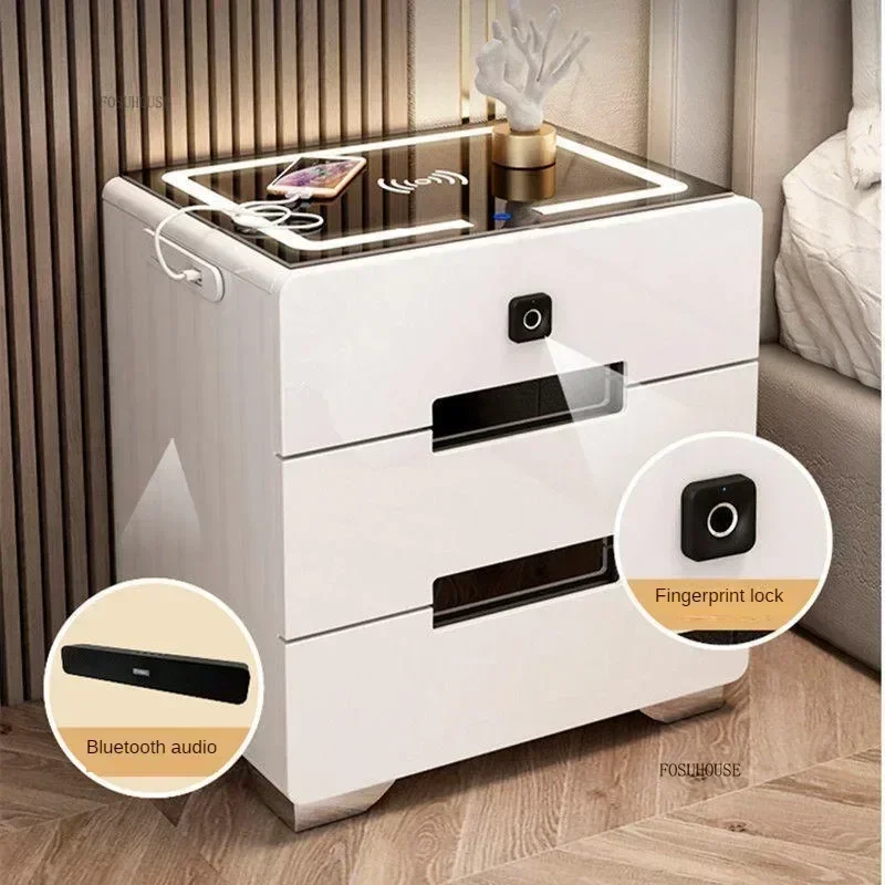 

Modern Multifunctional Smart Bedside Tables Modern Simple Storage Nightstands Bedroom Furniture Home Storage Cabinet with Drawer