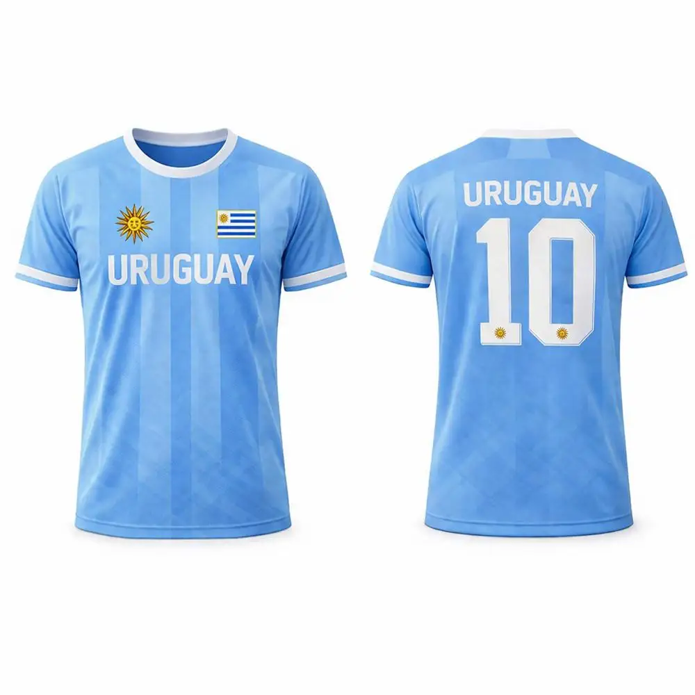 Uruguay Flag Print T-shirt 2026 Summer Soccer Training Uniform Men's And Women's Outdoor Breathable Quick-Drying Football Jersey