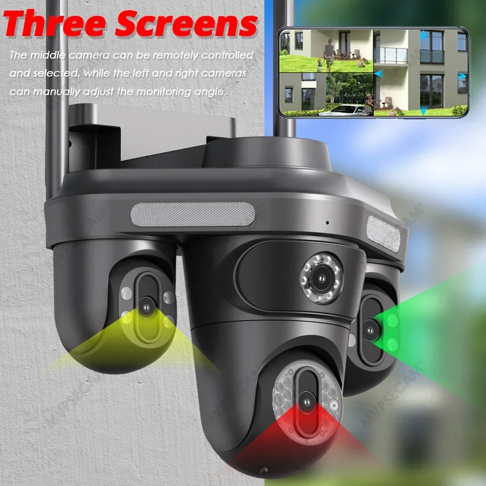 12MP Ultra HD Wifi Surveillance Camera Three Screens Smart Wireless Outdoor CCTV 360° PTZ 6K Security IP Camera IPC360 Home