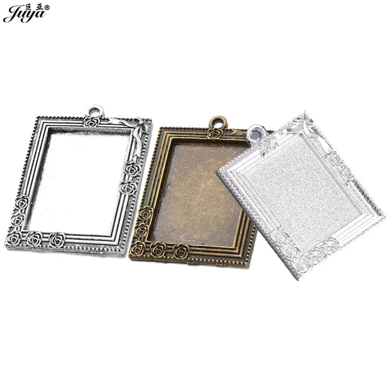 5pcs 18x25mm Rectangle Cameo Cabochon Base Carving Flower Jewelry Making Crafts Pendant Necklace DIY Jewelry Findings