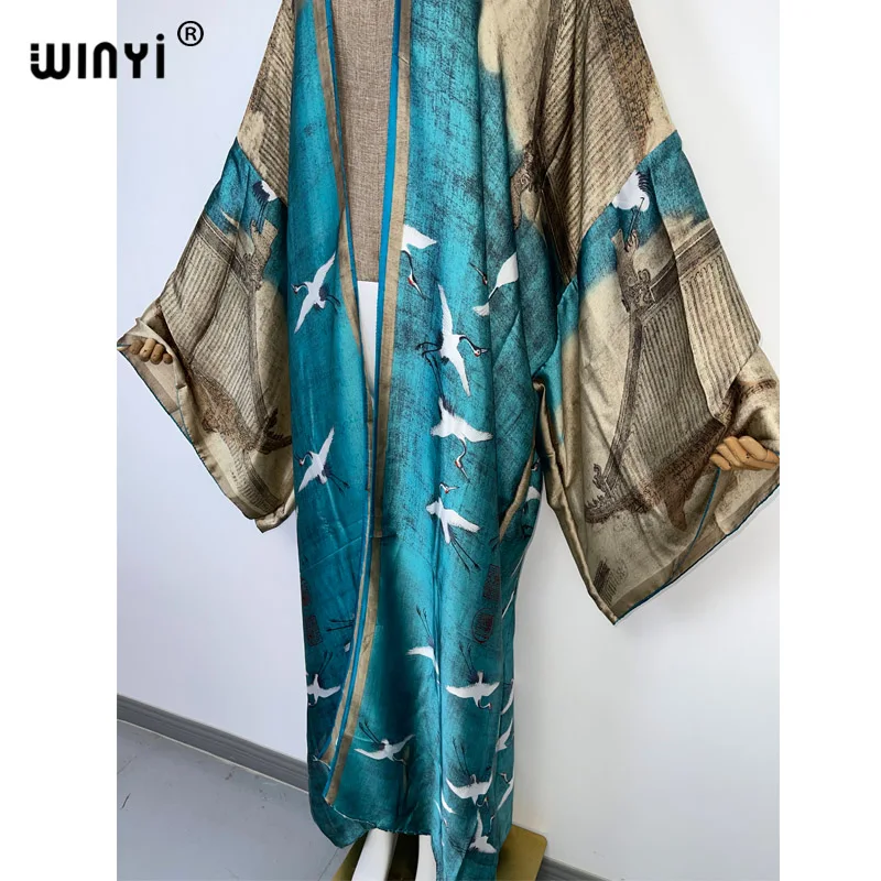 Kaftan WINYI แอฟริกา Tunic บิกินี่หวานเลดี้ปาร์ตี้ใหม่ Cardigan Stitch ค็อกเทล Sexcy Boho Maxi Holiday Batwing แขน KIMONO