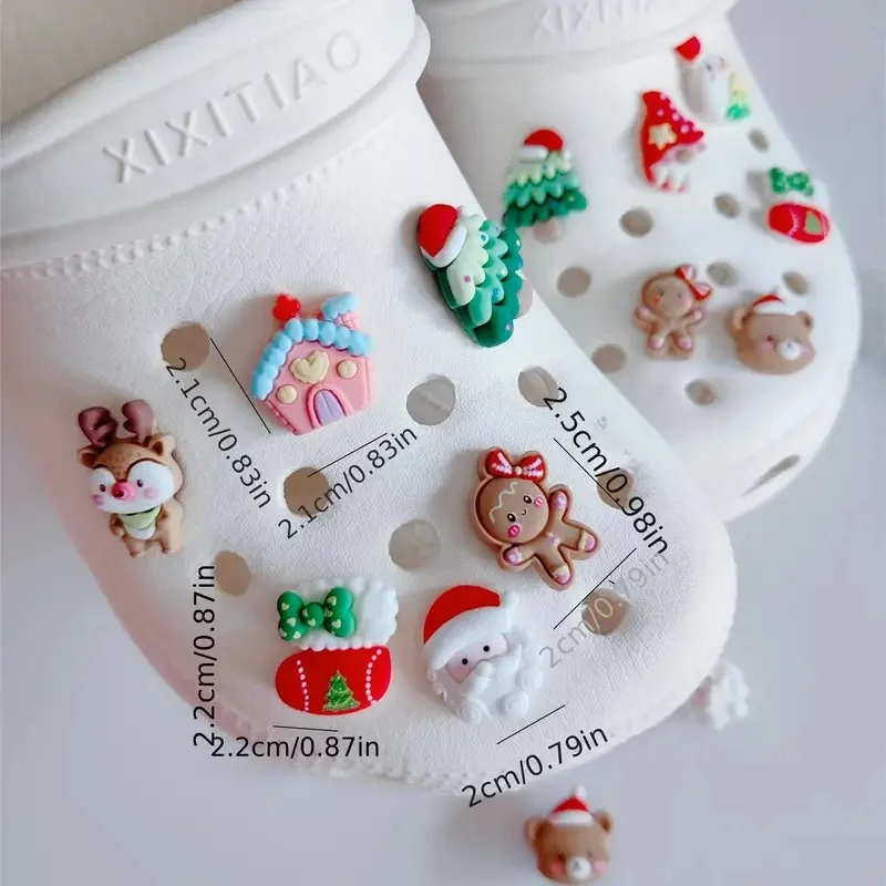New Red Christmas Series Cartoon Shoe Accessories For Clogs Sandals  Bracelet Wristband Themed Parties and Gatherings Decoration