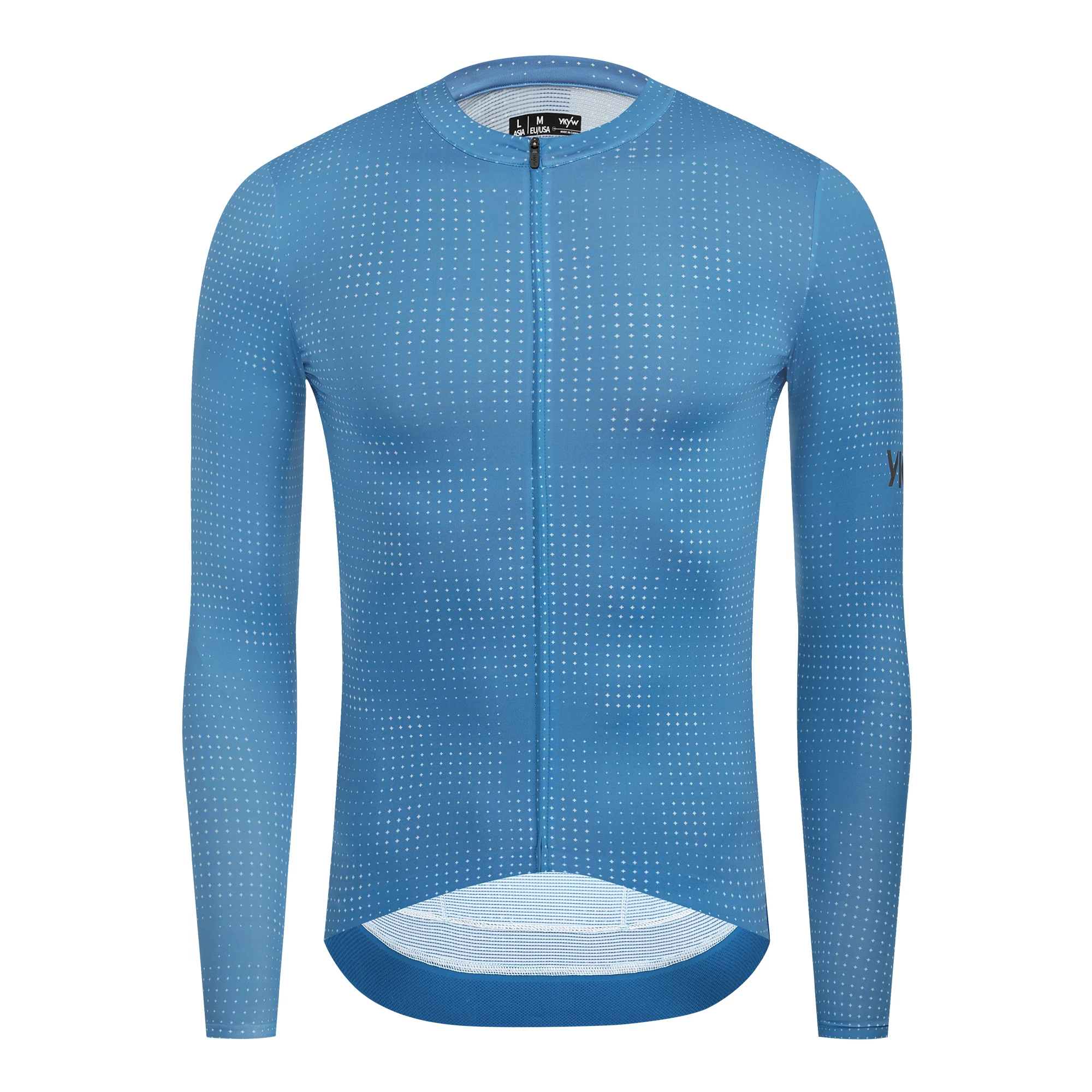 YKYWBIKE Herren Nahtloses Langarm-Radtrikot UPF 50+ Atmungsaktiv Schnelltrocknend MTB-Fahrradshirt Rennrad-Oberteil für Frühling Herbst – Detail 8