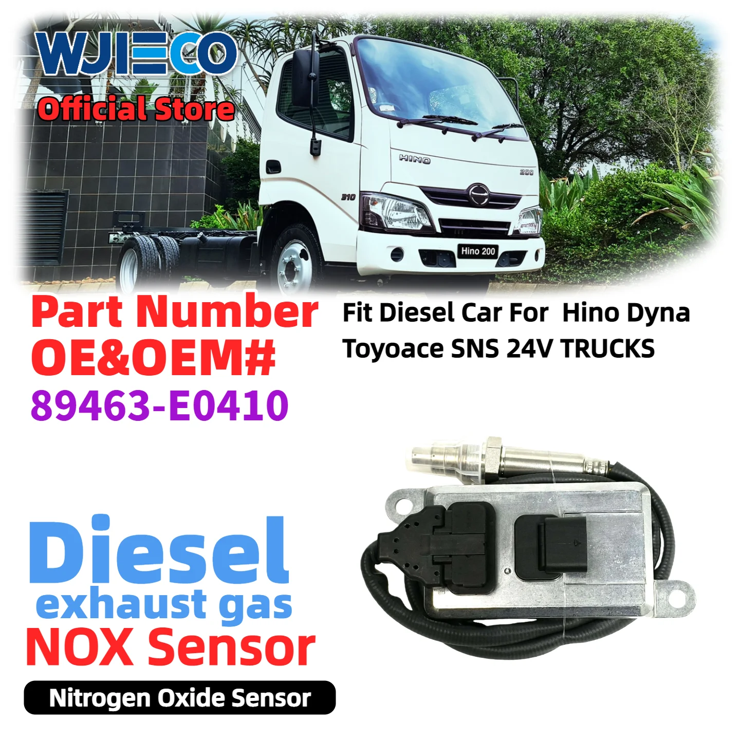 

WJIECO nox sensor For 89463-E0410 Nitrogen Oxide Sensor For TOYOTA HINO HEAVYN TRUCKS high sensor Diesel Exhaust car Sensor