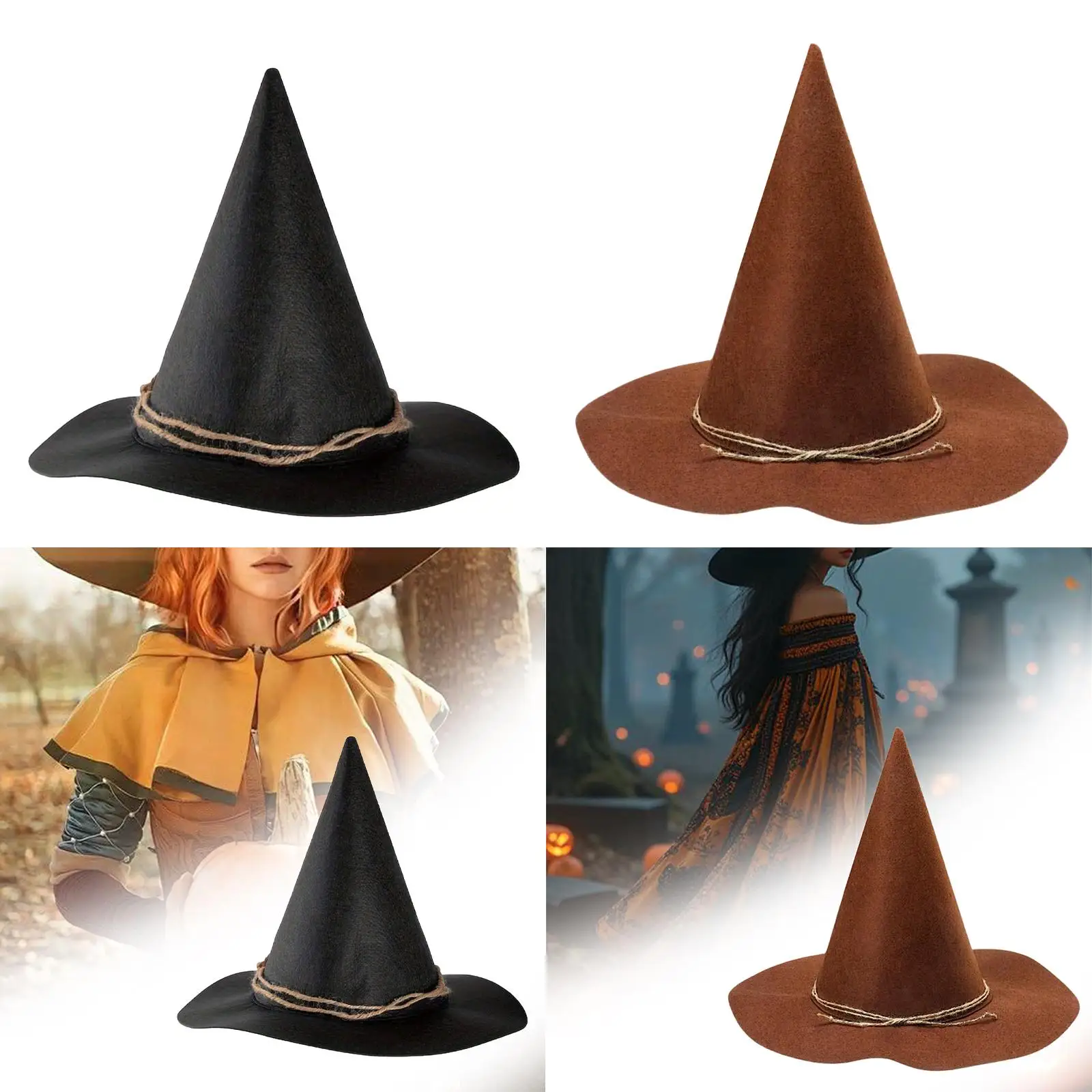 Cappello da strega di Halloween Cappello da mago pieghevole in feltro per le vacanze di ruolo