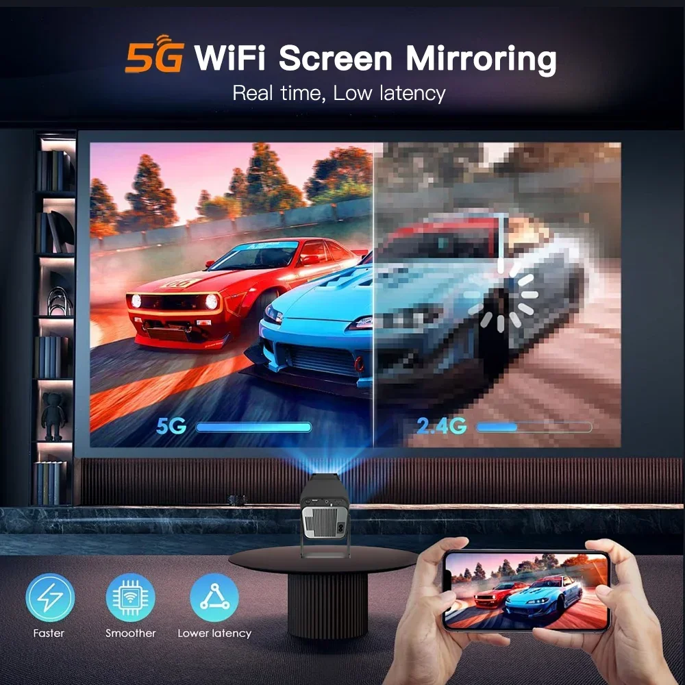 LYNCAST-جهاز عرض للسينما المنزلية والخارجية ترقية HY320 ، 4K ، أندرويد 11 ، أصلي محمول ، P ، أنسي ، واي فاي مزدوج 6 ، BT5.0 ، HY300