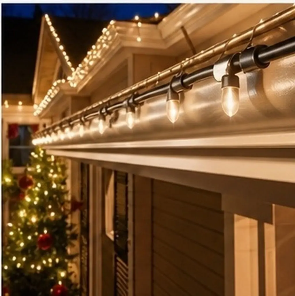 200 Pcs Gutter Light Clip Exterior Hook Hangers Lights Clips Weatherproof for Hanging Metal Xmas