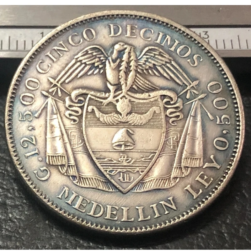 1888 Colombia Old peso 5 Decimos Silver plated Copy Coin