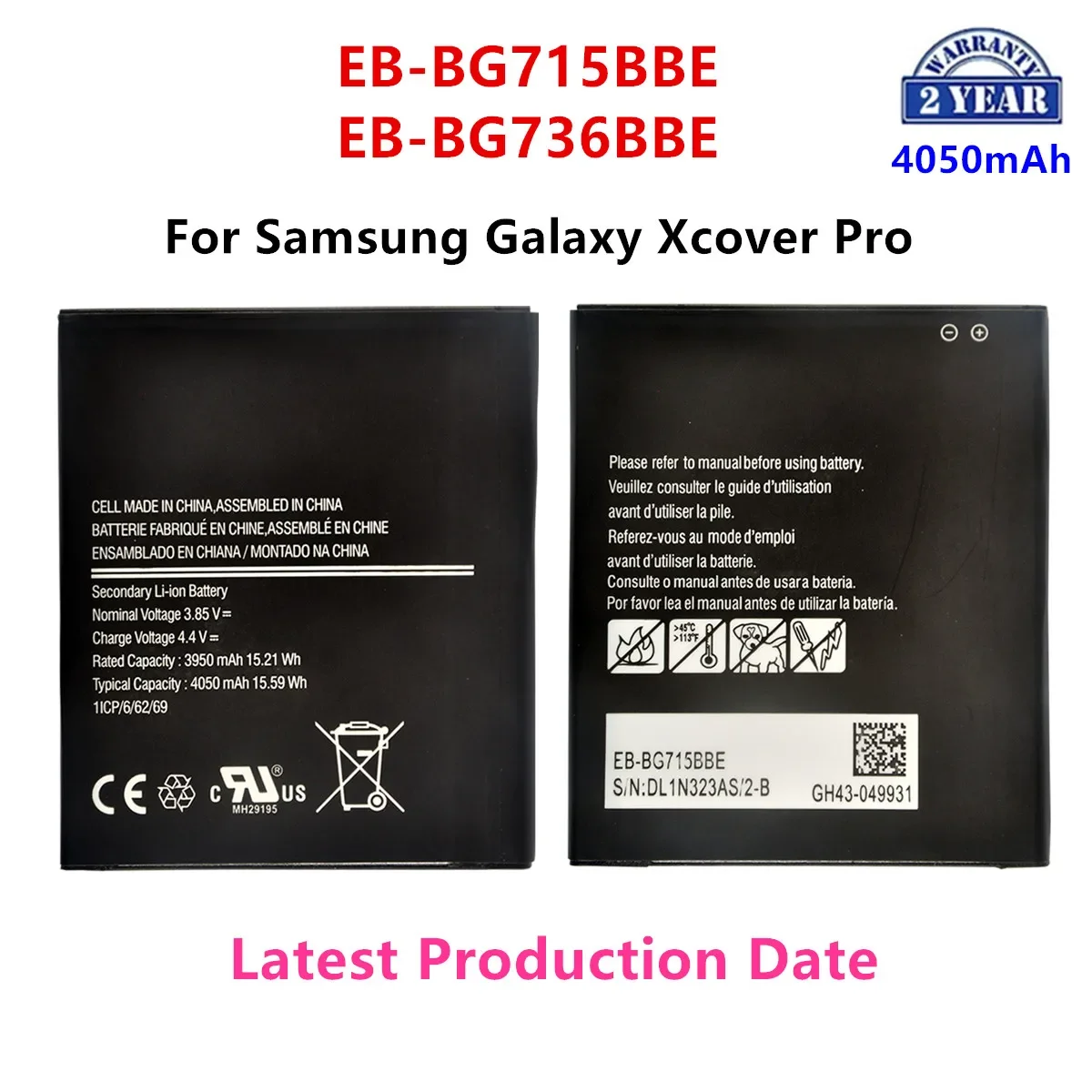 

Brand New EB-BG715BBE EB-BG736BBE High Quality Replacement Battery 4050mAh For Samsung Galaxy Xcover Pro Xcover6 Pro