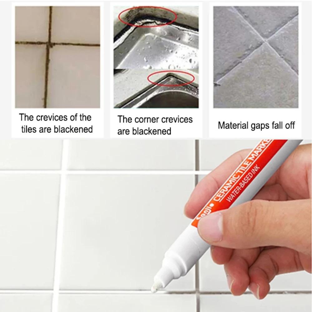 White Waterproof Tile Marker Pen Cleaning Floor Liquid Wall Joint Pen Wood Floor Repair Tile Gap Filler Stain Remover Household