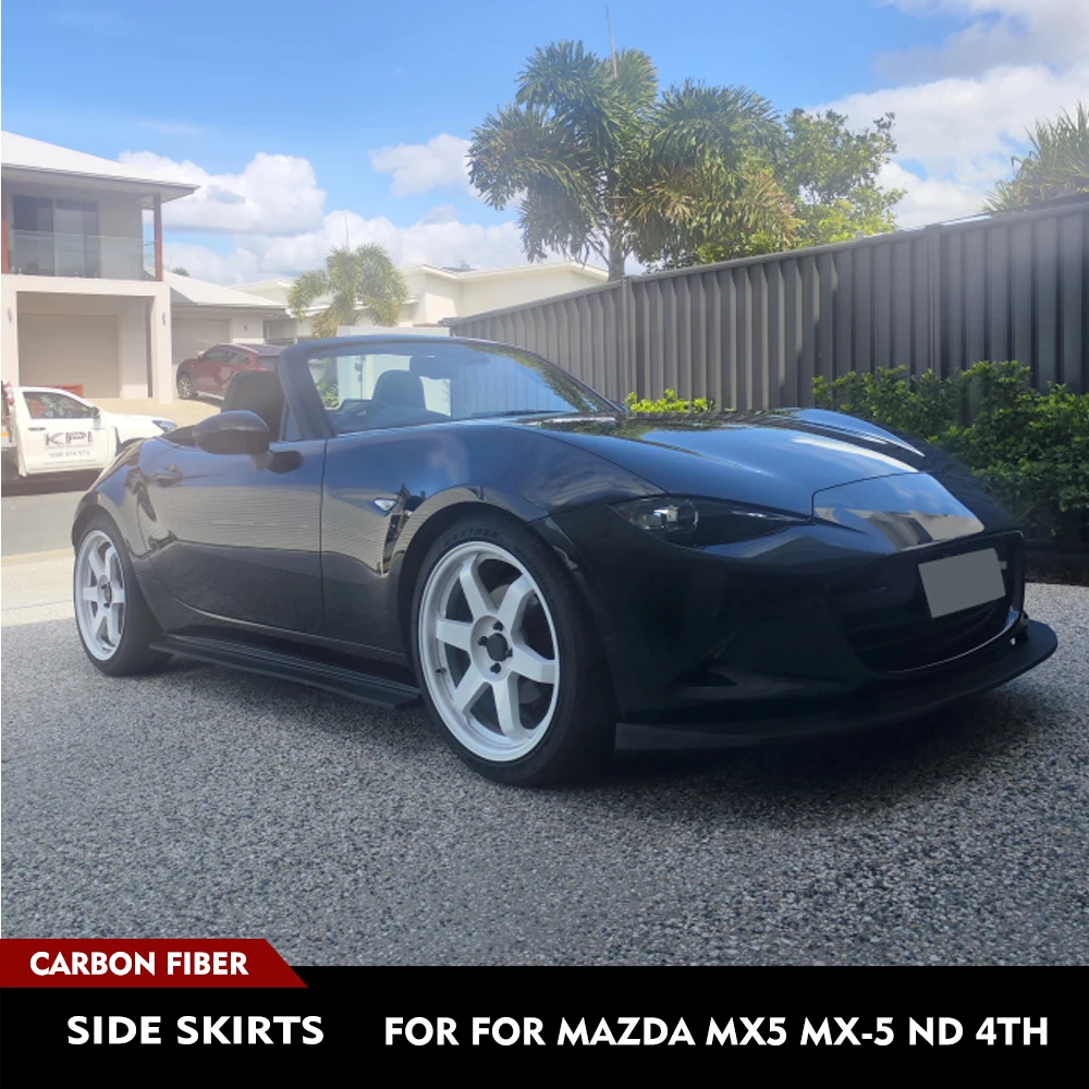 

For Mazda MX5 MX-5 ND 4th PU Black Primer Side Skirts Extension Lip Aprons Chin Splitter Spoiler Auto Tuning Parts Side Skirts