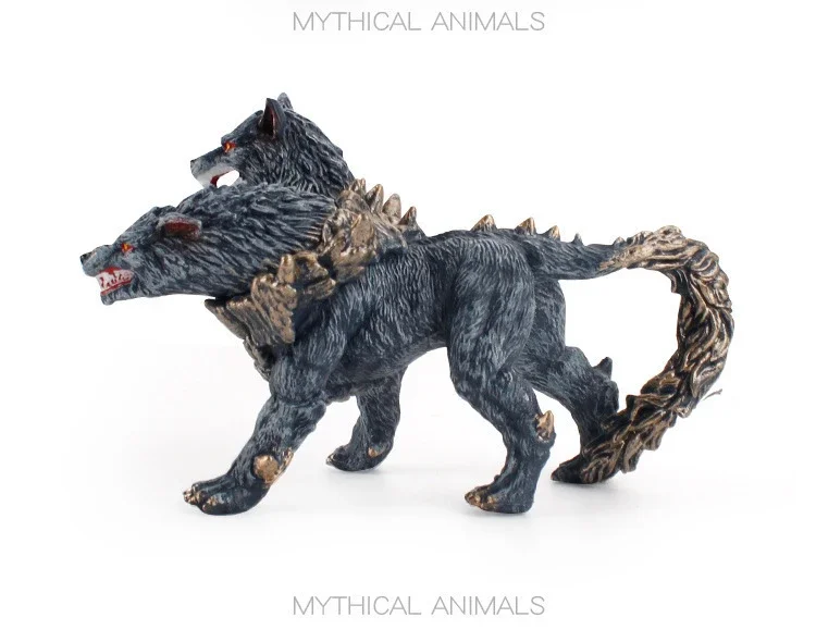 Simulation Mythical Legend Beast Model Puzzle Hell Three-Headed Dog Monster Snow Wolf Animal Home Decor Ornament Toy