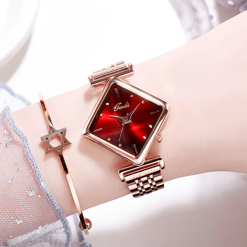 GEDI Ladies' Watch Rhombus Dial Women's Wristwatch Casual Fashion Style Fashion Calendar Quartz Watch