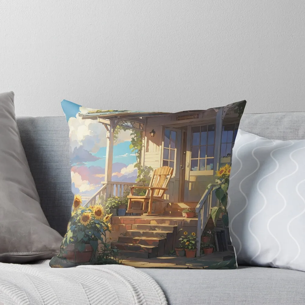 

Sunny Summer Evening - A Dreamy Anime Artwork Throw Pillow Custom Cushion Ornamental Pillow Pillow Decor