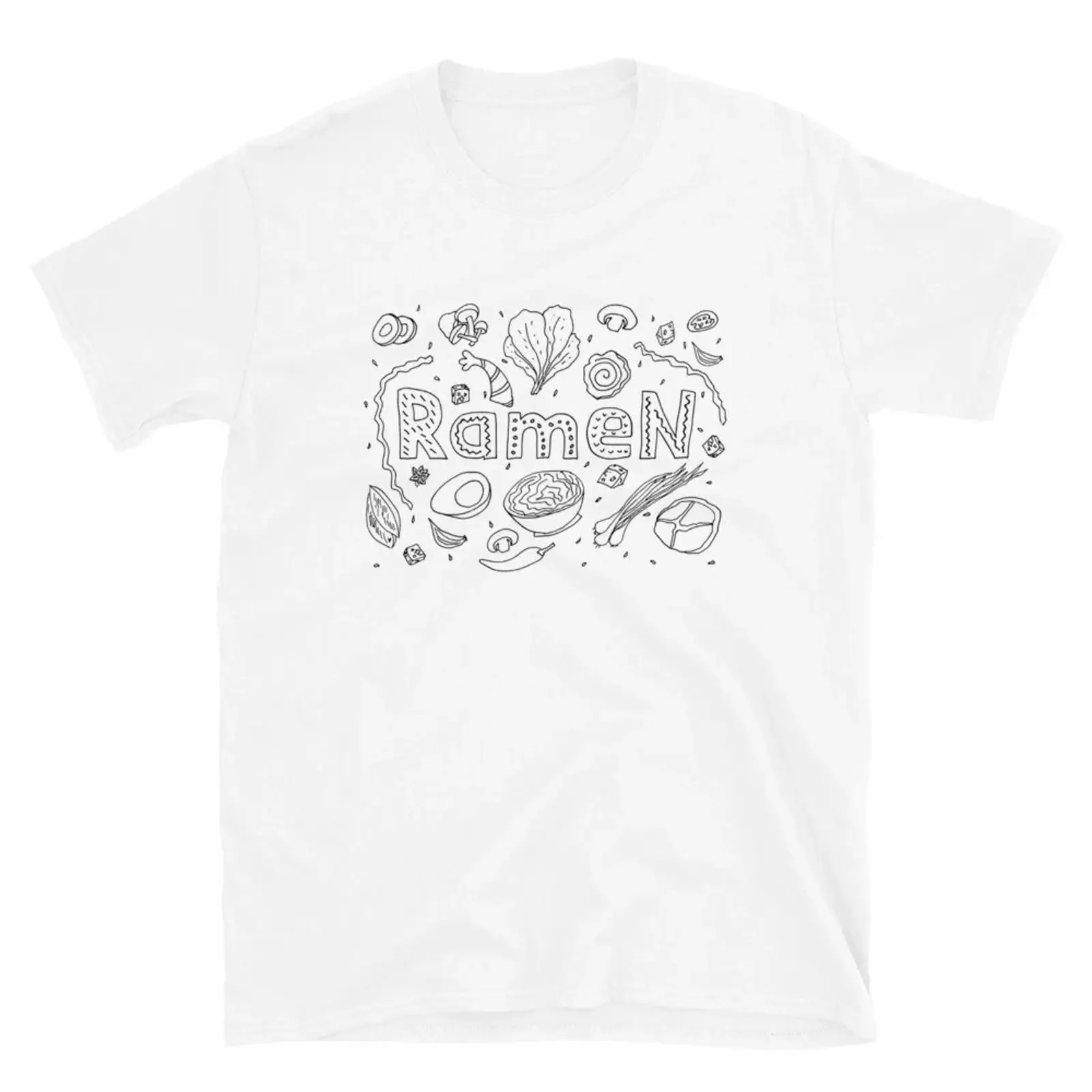 CAMISETA UNISEX DE MANGA CORTA CON ESTAMPADO DE INGREDIENTES DE RAMEN, COMIDA, COMEDOR JAPONÉS, SUSHI, ROPA DE DISEÑADOR CON GRÁFICOS VINTAGE Y Efecto lavado
