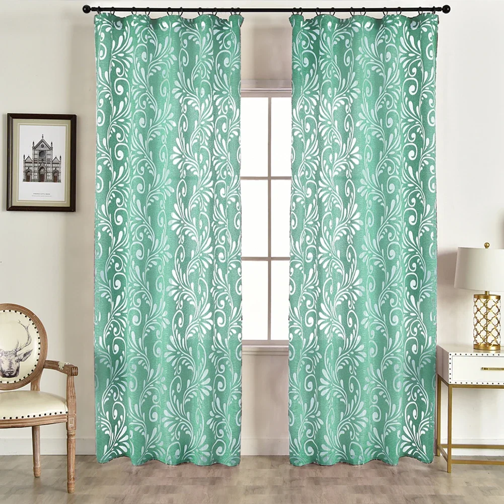 LEEJOOM European Style Jacquard Curtain Solid Tulle Curtain Window Decoration Home Drapes for Living Room 1PC