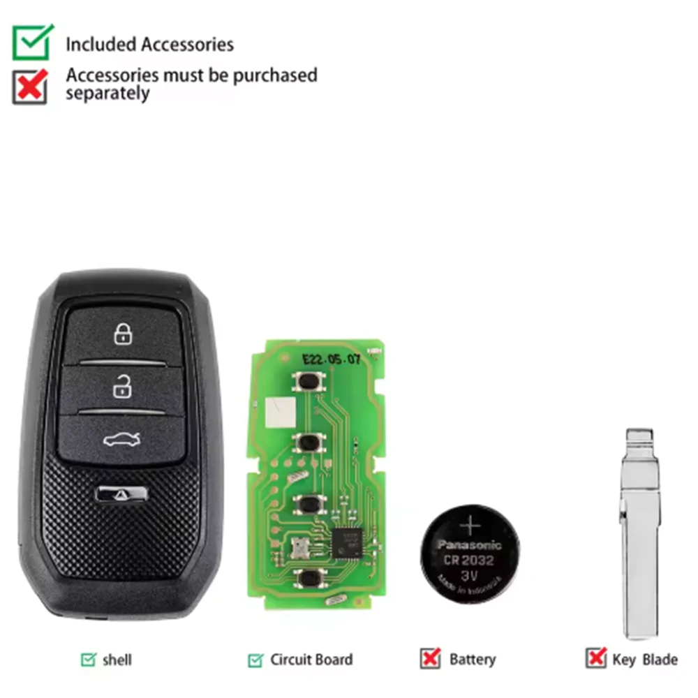1PCS/LOT Xhorse XSTO01EN TOY.T for Toyota XM38 Smart Key with Key Shell Support 4D 8A 4A high quality