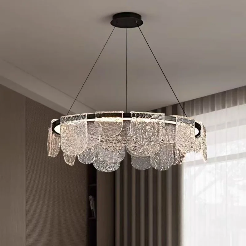 

Living Room Pendant Lamp Italian Luxury High-end Designer Style Simple And Creative Ice Silk Glass Dining Room Lighting Fixtures