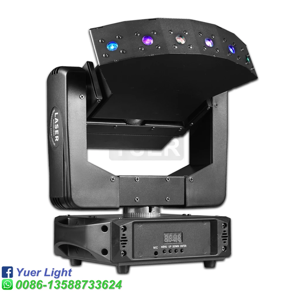 Yuer Mini 6 Eye RGB Laser Moving Head Light Z-axis Infinite Rotation Stage Fans Lights DMX512 DJ Disco Party Club Stage Effect