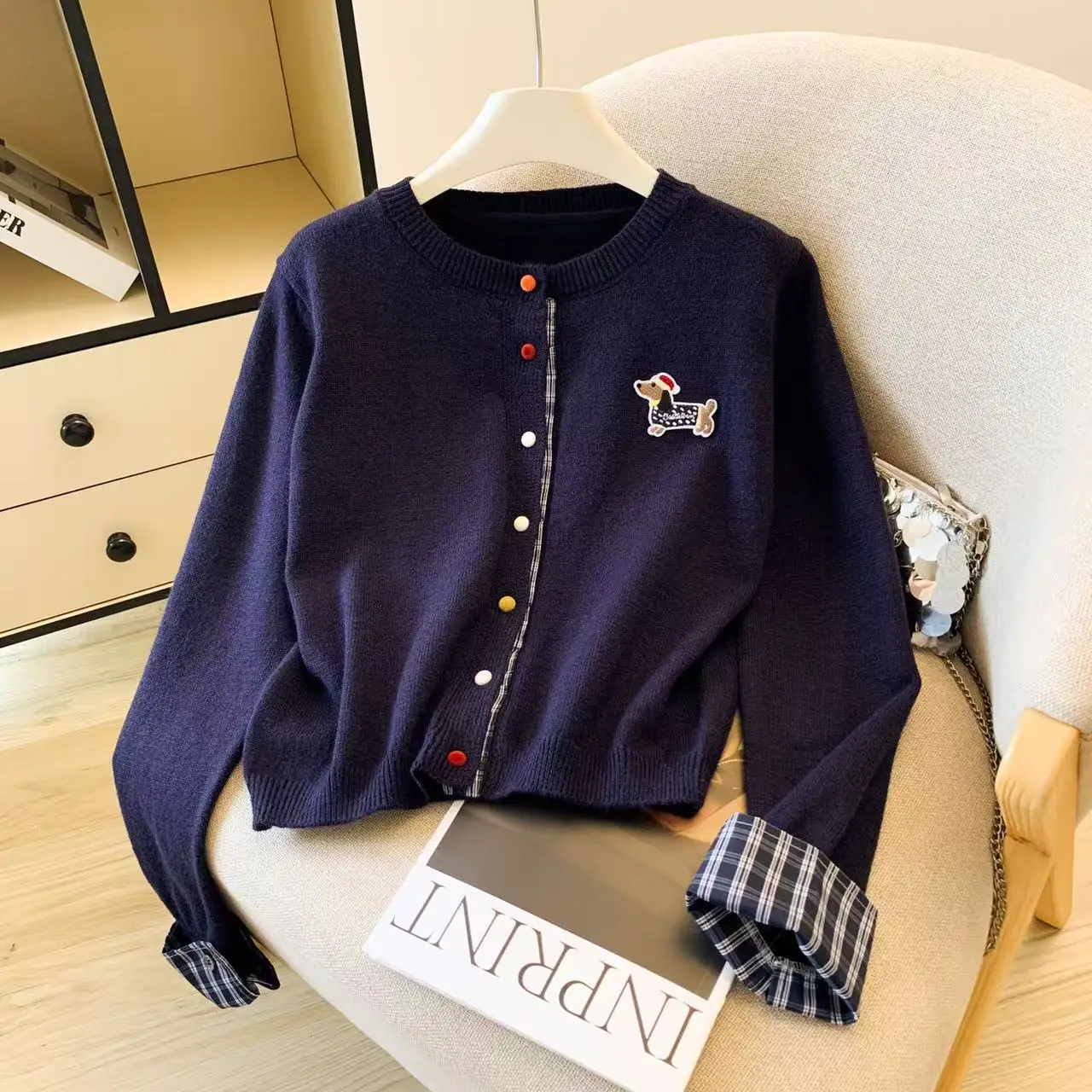 

2025 Autumn Winter Women Preppy Style Shoujo Cute Core Long Sleeve O-Neck Cardigan Cuddly Sweater Knitwear 2000s Korean Fashion