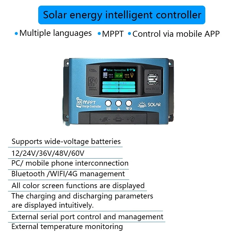 ソーラーチャージコントローラー-12v24v36v48v60v-bluetooth-wifi-4g-デュアルusb-カラーディスプレイ-自動セルmpptパネル充電レギュレーター-車用