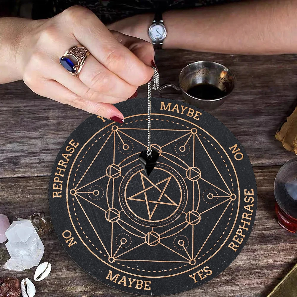 Wooden Pentagram Tarot Dark Divination Board Energy Vintage Fortune Telling Room Desktop Decorations