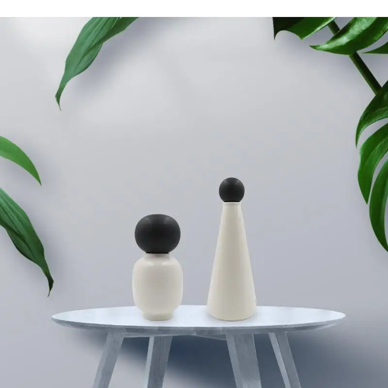 Geometry Matte Black and White Ceramics Vase Simplicity Art Living Room Study Ornaments Crafts Home Decoration Accessories