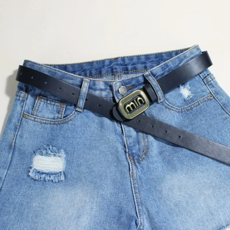 Корейский ретро золотой ремень с пряжкой и буквами, украшение для платья, джинсы, черный ремень, женские аксессуары, новый стиль