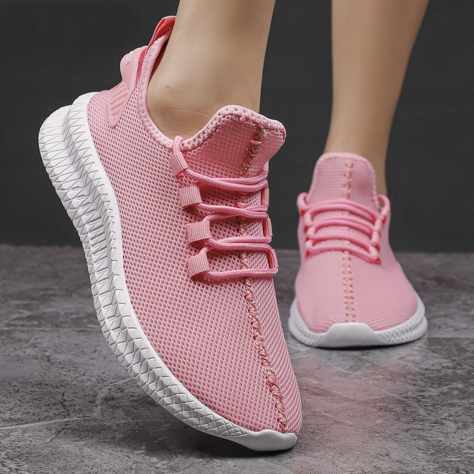 Women Shoes Lace Up Casual Shoes For Women Sneakers Lavender Breathable Mesh Sports Shoes Tennis For Women