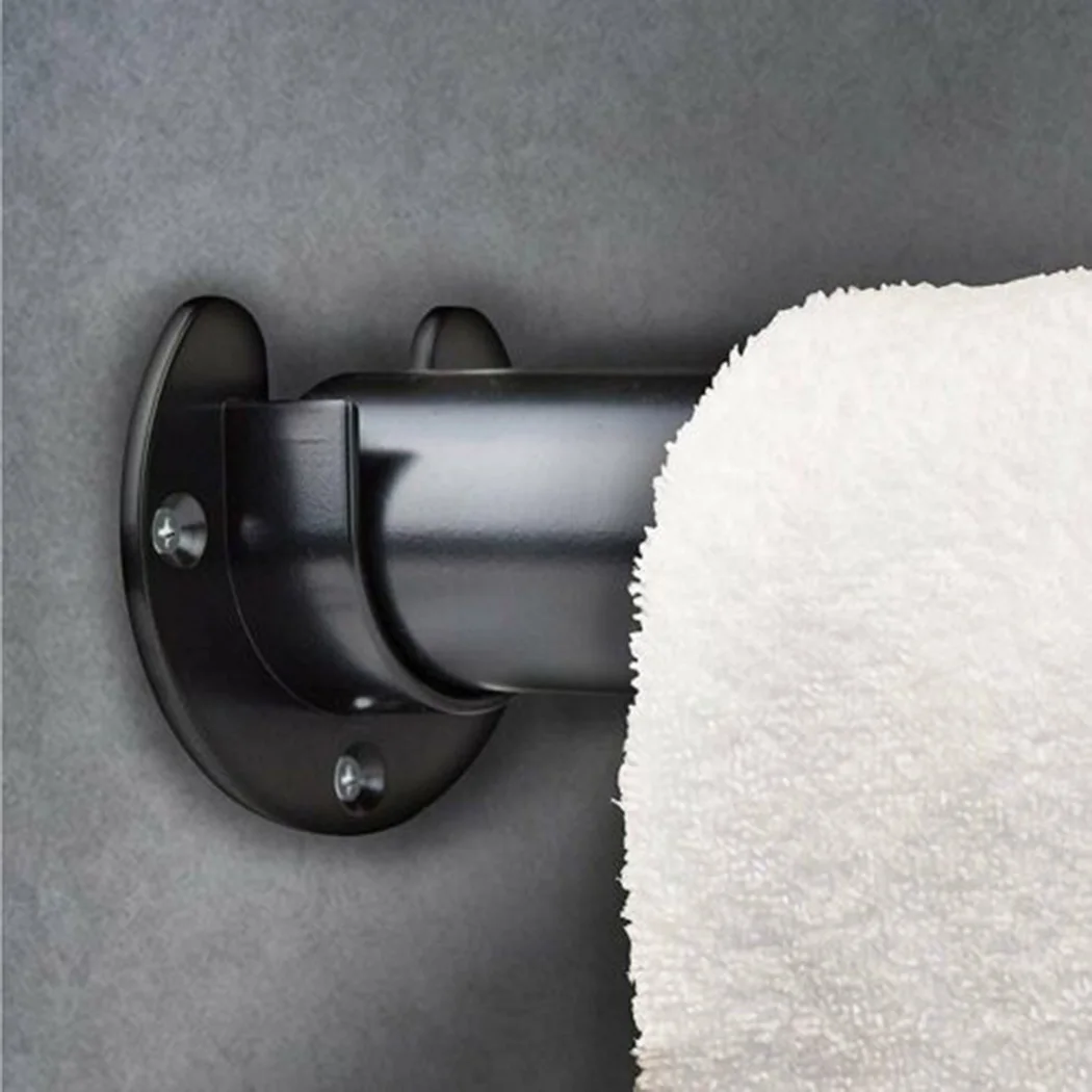 New Practical Hight Quality Closet Bracket End Flange Holder Support U Shaped 2Pack Black Heavy Duty Lever Pole