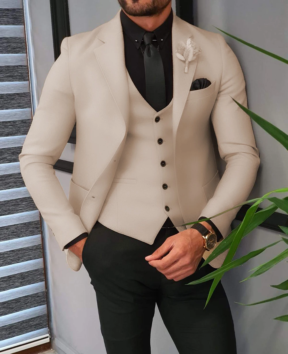 Branco 2 peça calça casaco xale lapela masculino ternos de casamento fotos feito sob encomenda negócios noivo usar vestido terno para o sexo masculino