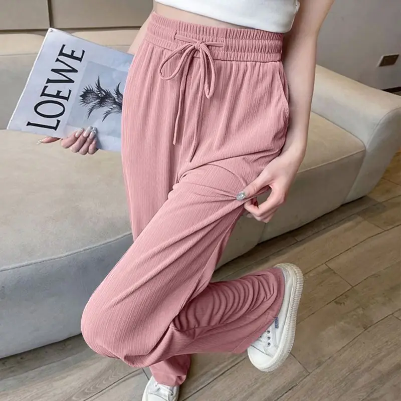 Pantalones Mujer Oficina Mujer Primavera Casual Estilo de negocios Gasa Al aire libre Piernas anchas Transpirable Escena urbana Cómodo Todo fósforo