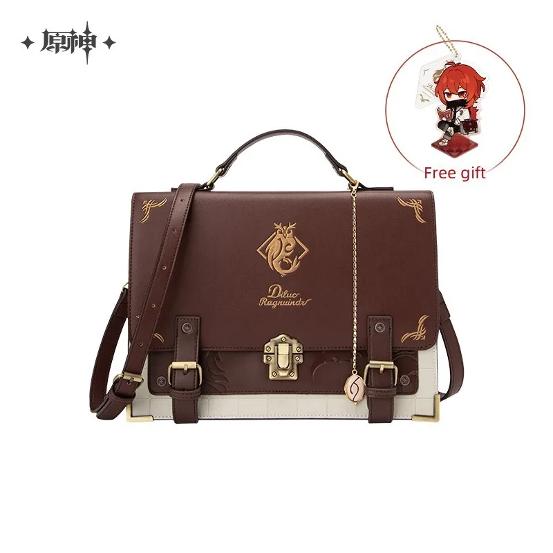 Genshin Impacto Diluc Tema Cosplay Retro Bolsa De Ombro Quadrada PU JK Uniforme Messenger Bag Moda Casual Totes Mochila