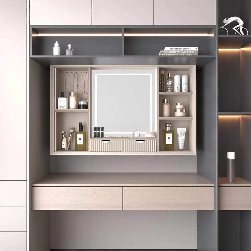 Hand-sweep & Voice Control Intelligent Lift Vanity Cabinet Built in Wardrobe Smart Lifting Storage System