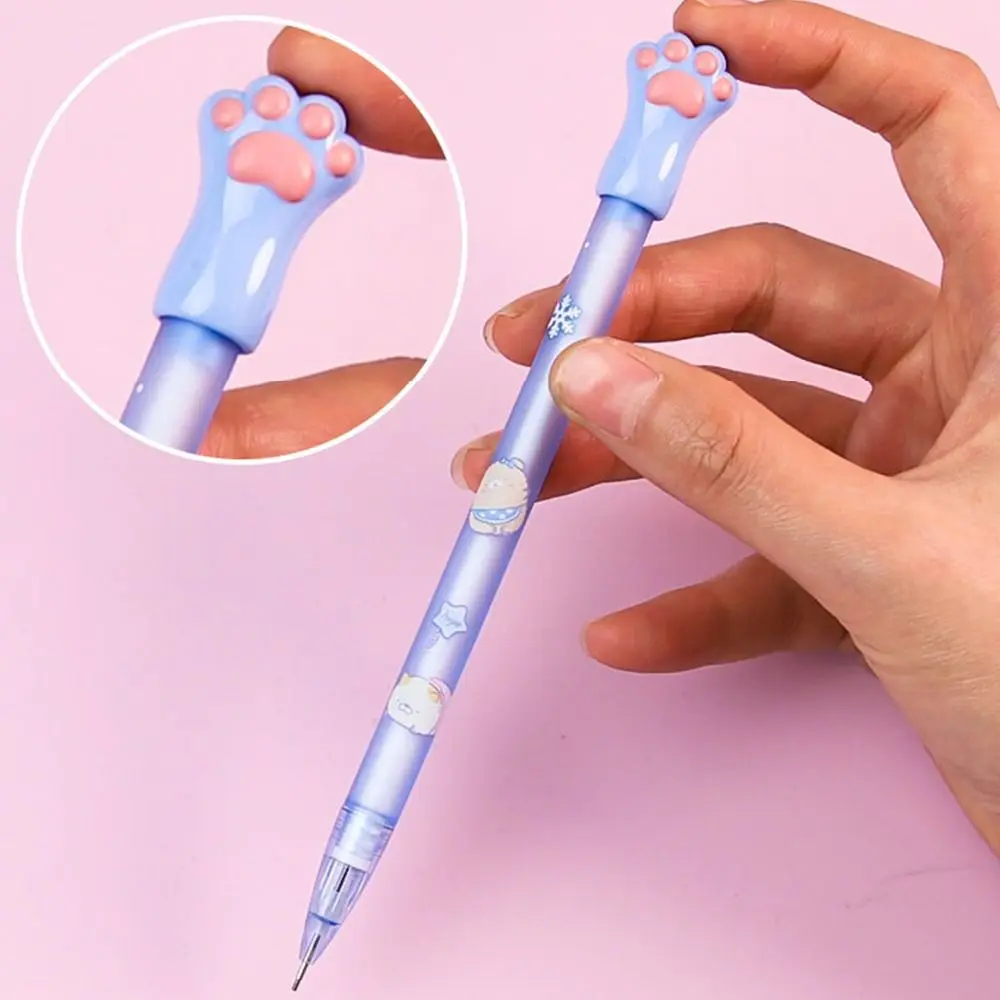 0.5/0.7mm 2B Automatic Pencil Cute Cat Paw Press Type Movable Pencil Random Color Sketch Drawing Stationery Writing Tool