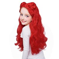 Long Curly Red Cosplay Wig with 2 Buns for Halloween Costume Synthetic wig