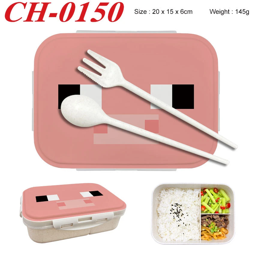 Minecrafted 3-piece Japanese-style insulated lunch box with a detachable handle and lid, suitable for women, backpacking, office view 2