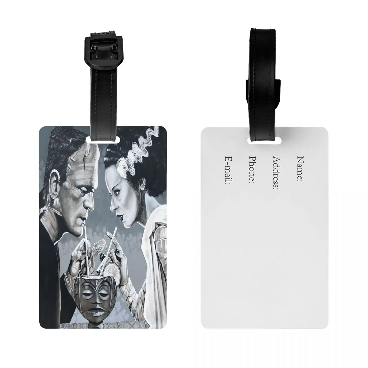 Etiqueta de equipaje personalizada Bride Of Frankenstein Love, Protección de Privacidad, película de terror, Etiquetas de equipaje, etiquetas de maleta de viaje