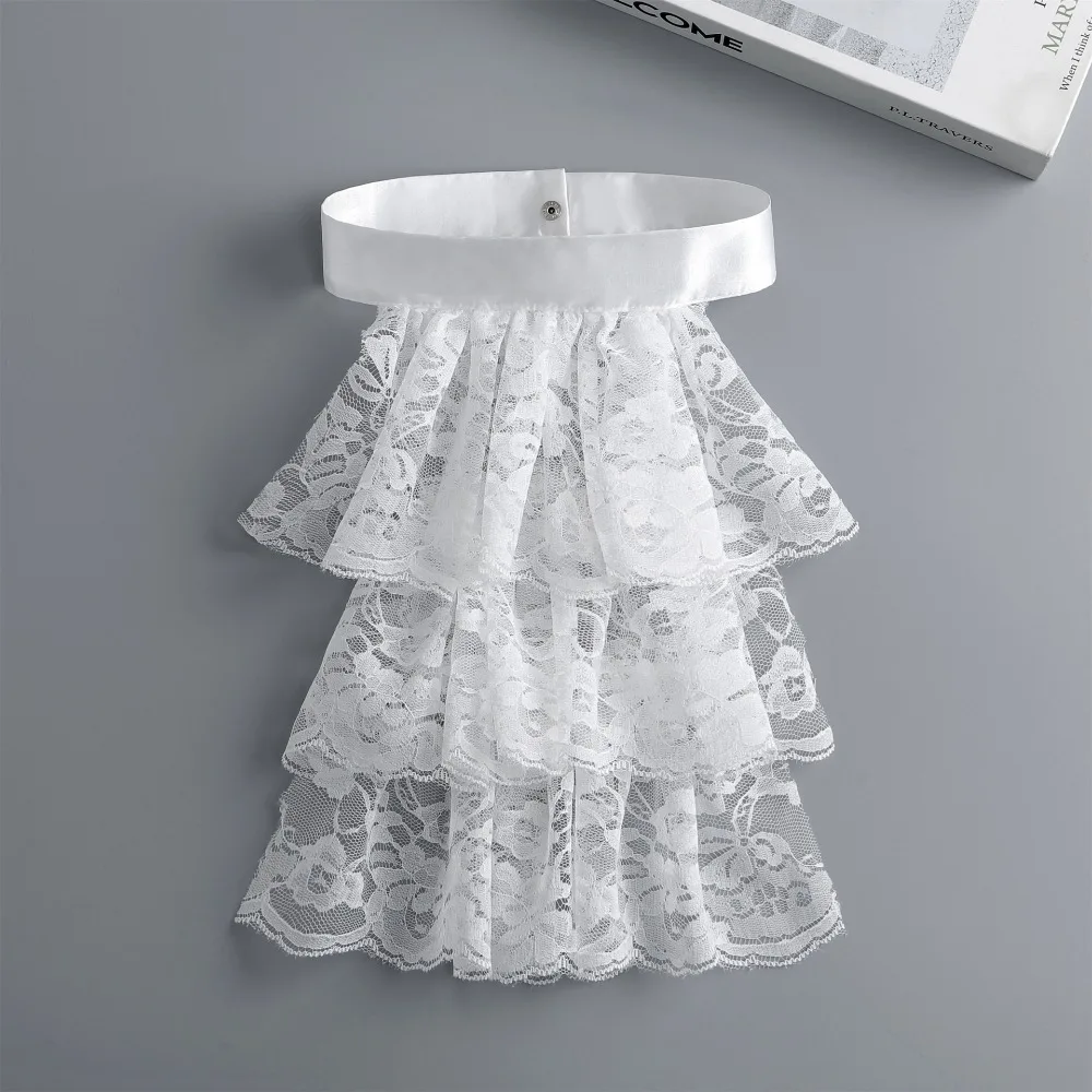 Kerah Renaisans Dapat Dilepas Cantik Kostum Victoria Berlapis Ruff Leher Elizabeth Antik Elegan Pesta Kerah Ruffle