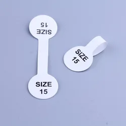 100pcs Ring Size Printed Tags Self-adhesive, glue ends adhesive free shank Jewellery necklace gummed tag rings label sticker