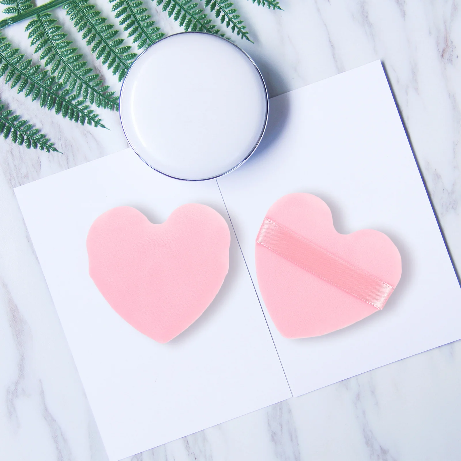 6 stuks hartvorm kleine poederdons make-up voor gezicht foundation concealer losse poeder vinger bladerdeeg draagbaar