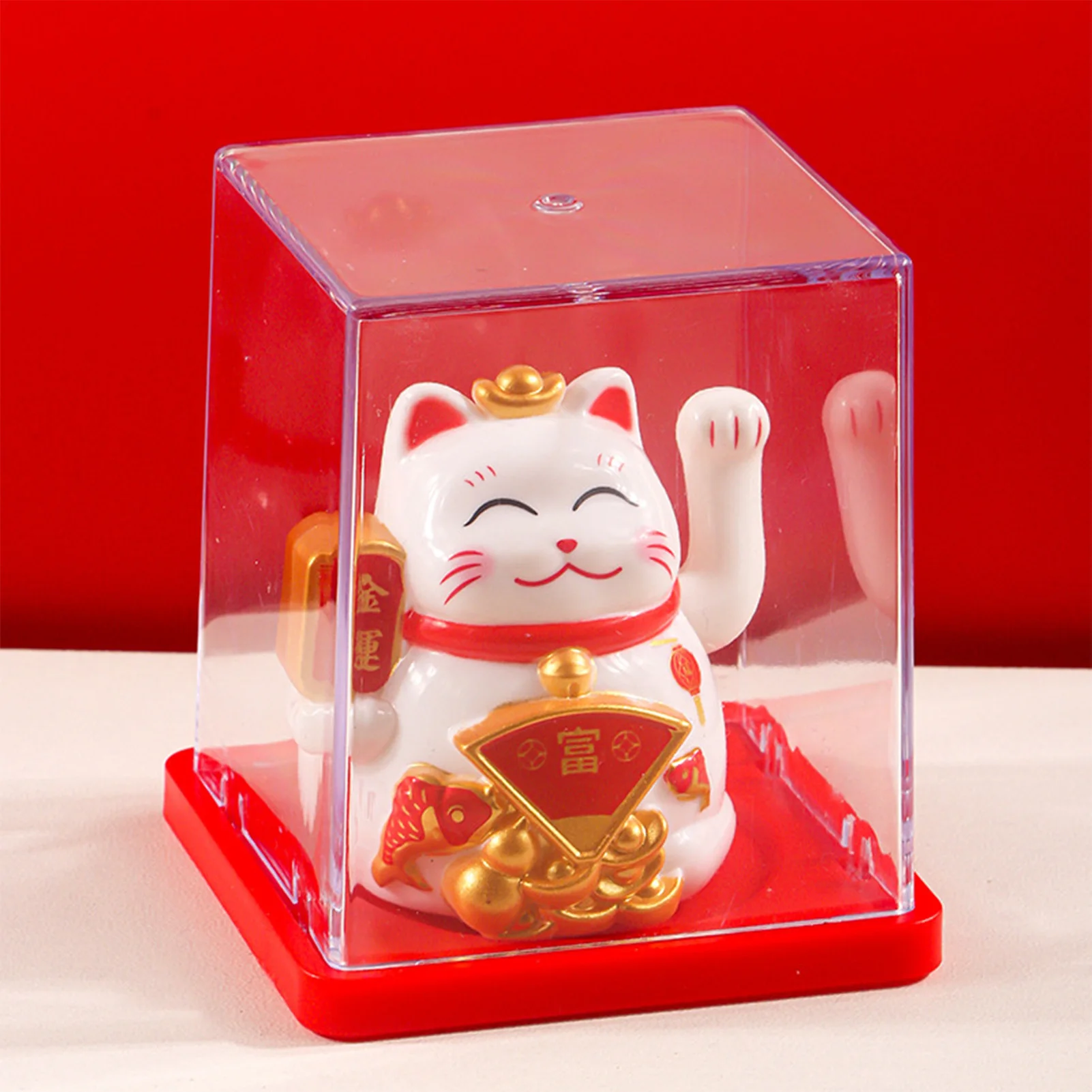 2 Inch Lucky Cat Waving Arm Statue Fortune Wealth Welcoming Cat Ornament Home Office Decoration Crafts Gift for Housewarming